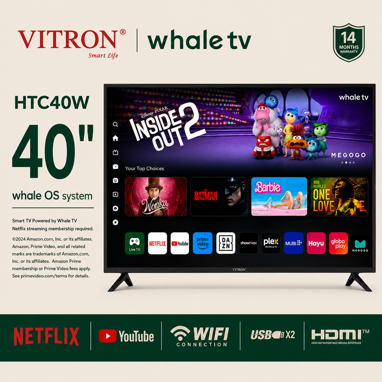 Vitron 40 inch Whale TV HTC40W
