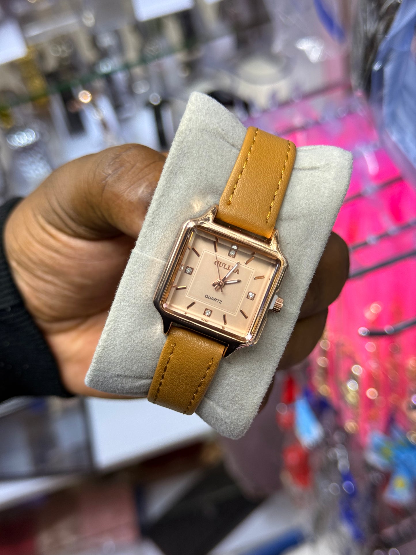 Leather square ladies watches