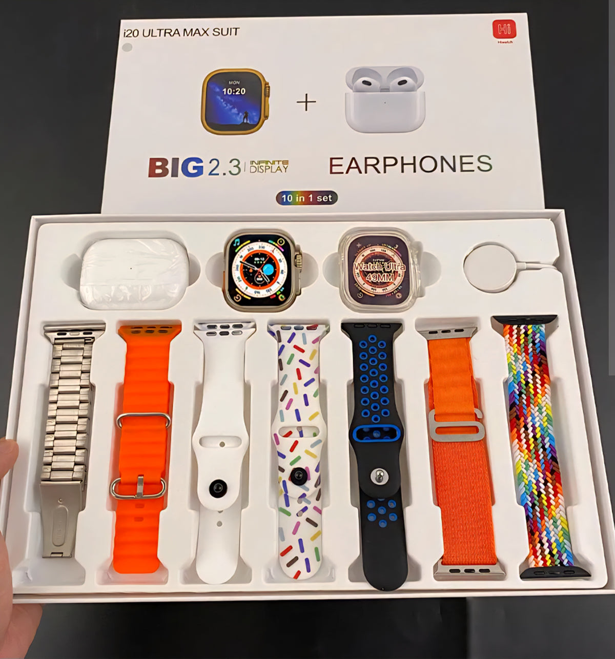 i20 ultra max suit smartwatch with 7 straps