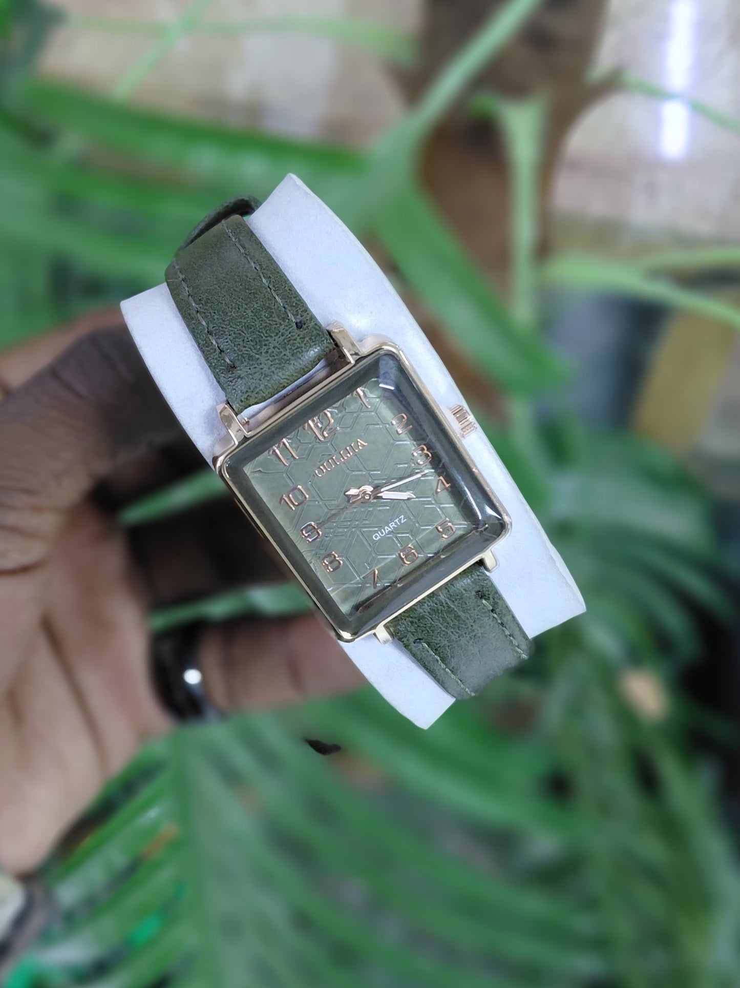 Leather rectangular ladies watches