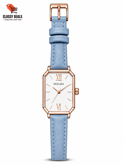OULLJIA Women’s Elegant Rectangular Leather Watch