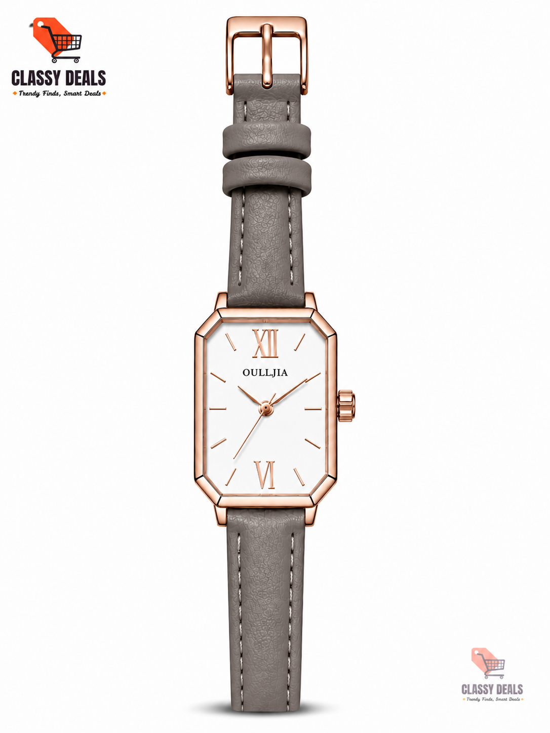 OULLJIA Women’s Elegant Rectangular Leather Watch