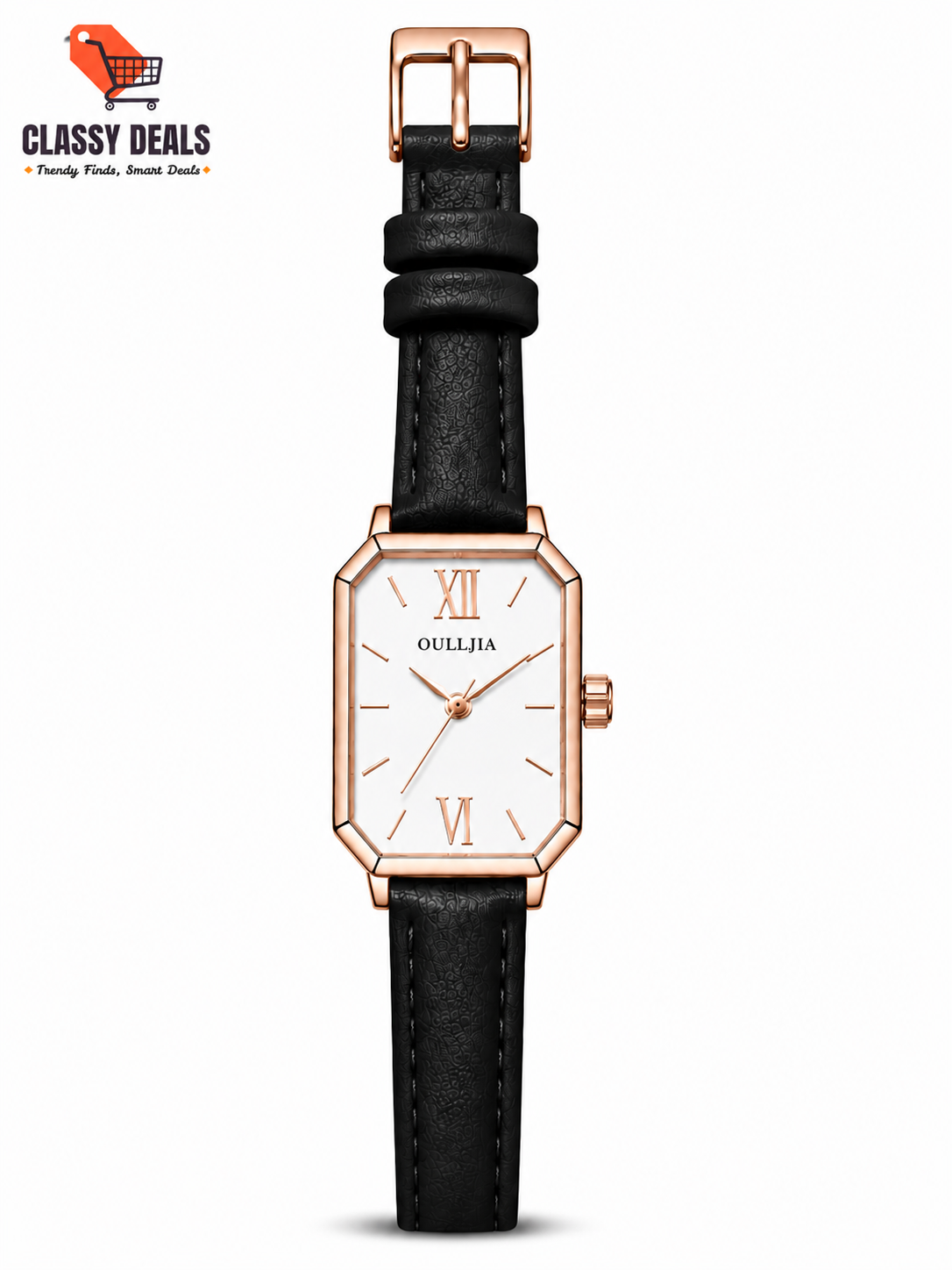OULLJIA Women’s Elegant Rectangular Leather Watch
