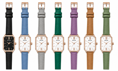 OULLJIA Women’s Elegant Rectangular Leather Watch