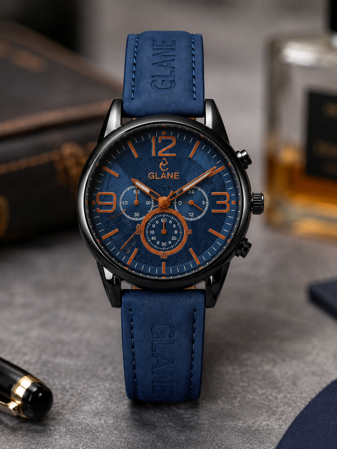 GLAME Men’s Casual Leather Strap Chronograph Watch