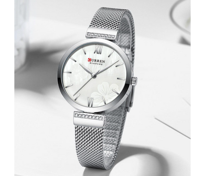 CURREN Blanche 9067 Luxury Women’s Watch –Stainless Steel Mesh Strap,