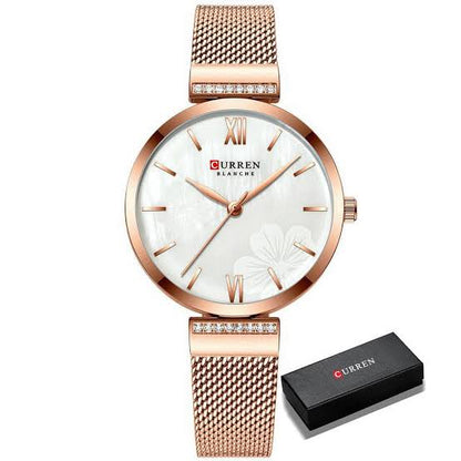 CURREN Blanche 9067 Luxury Women’s Watch –Stainless Steel Mesh Strap,