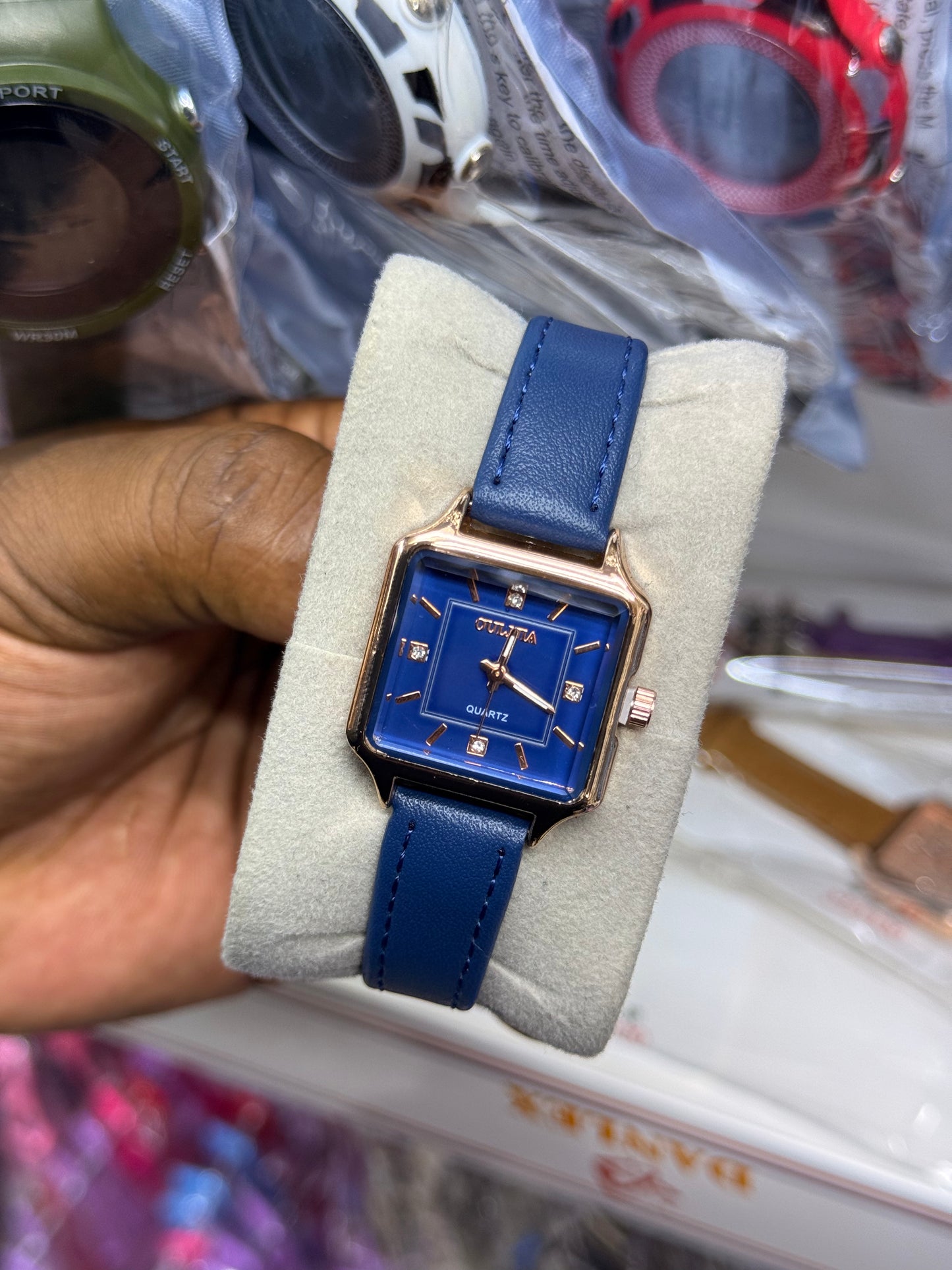 Leather square ladies watches