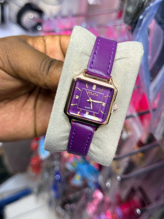 Leather square ladies watches