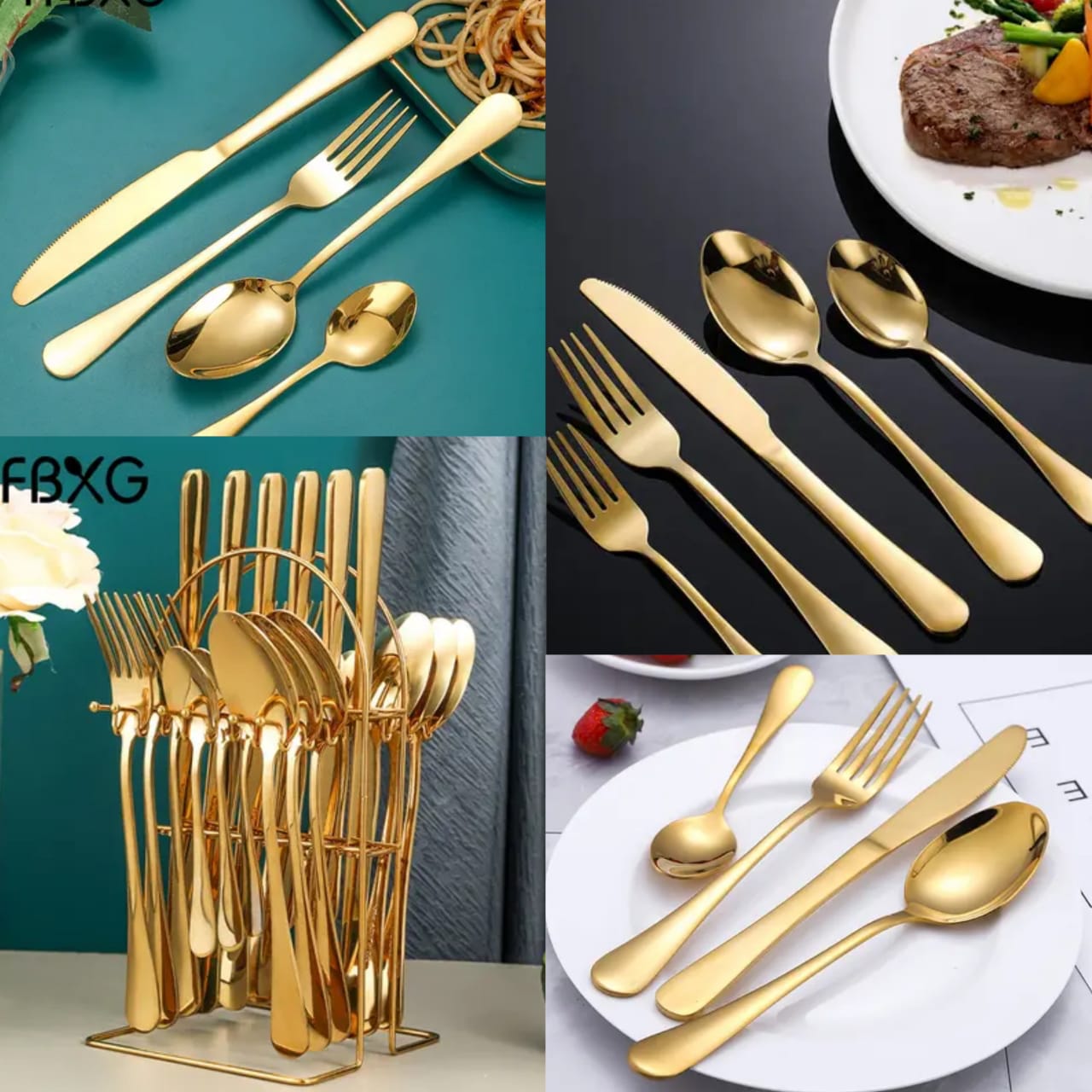 New in 24pcs Heavy duty quality cutlery sets(GOLD) 🤩