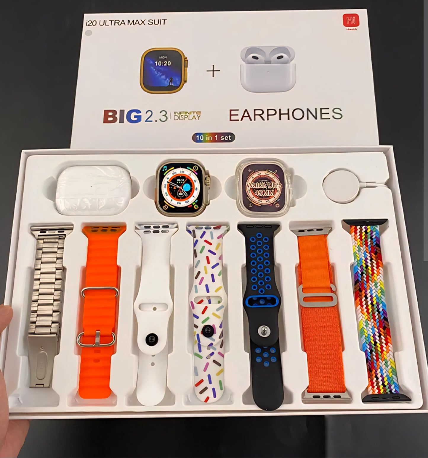 i20 ultra max suit smartwatch with 7 straps