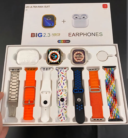 i20 ultra max suit smartwatch with 7 straps