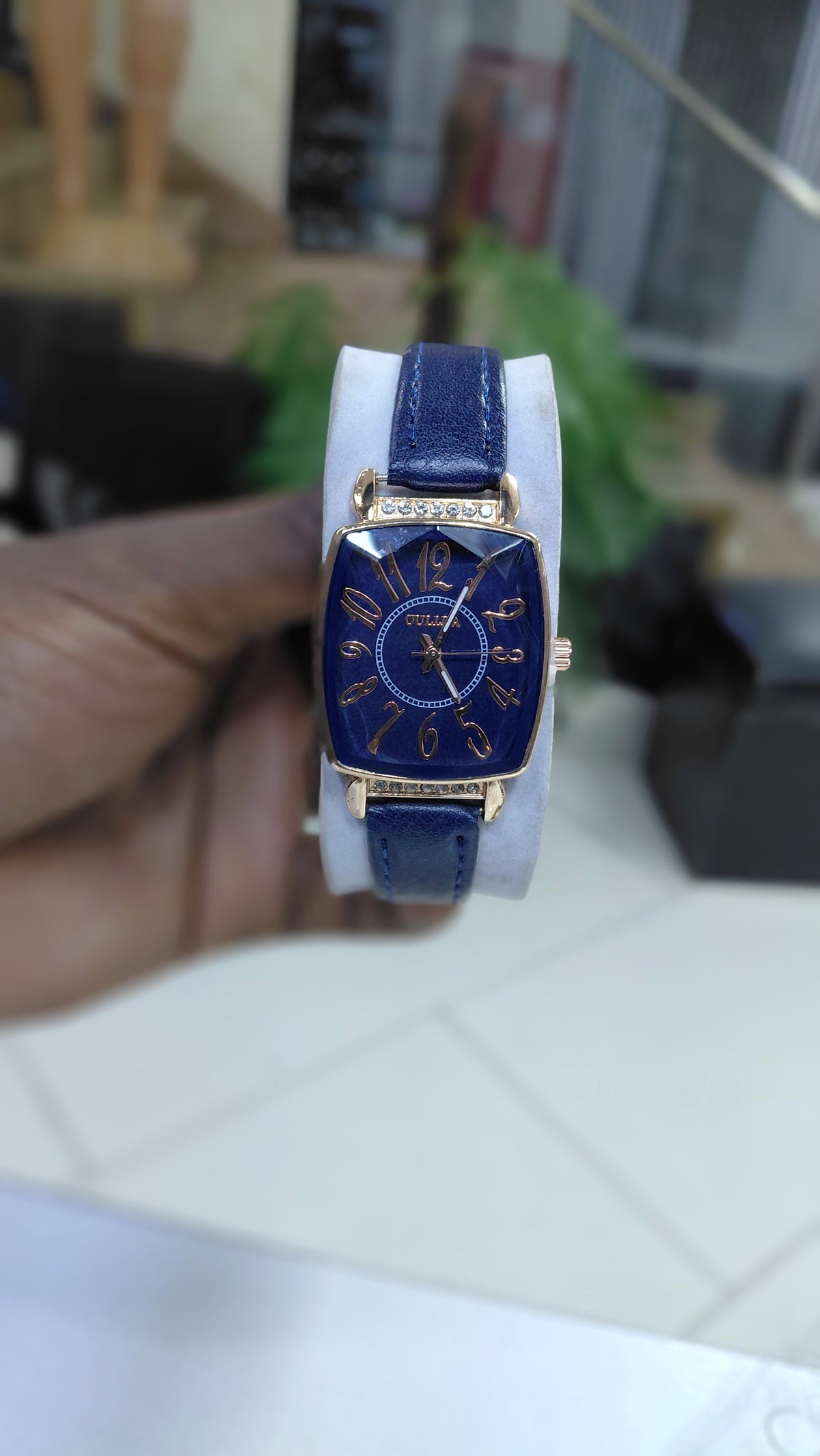 Leather square ladies watches