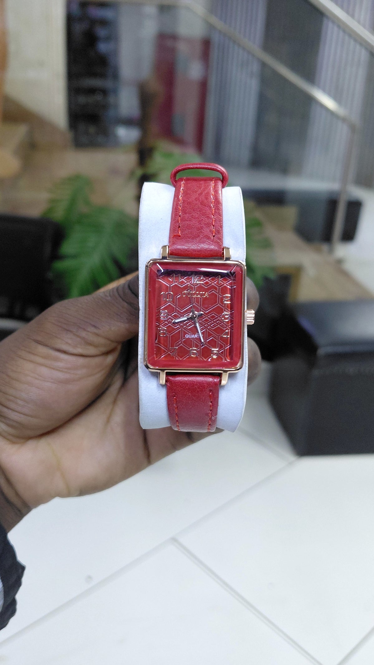 Leather rectangular ladies watches