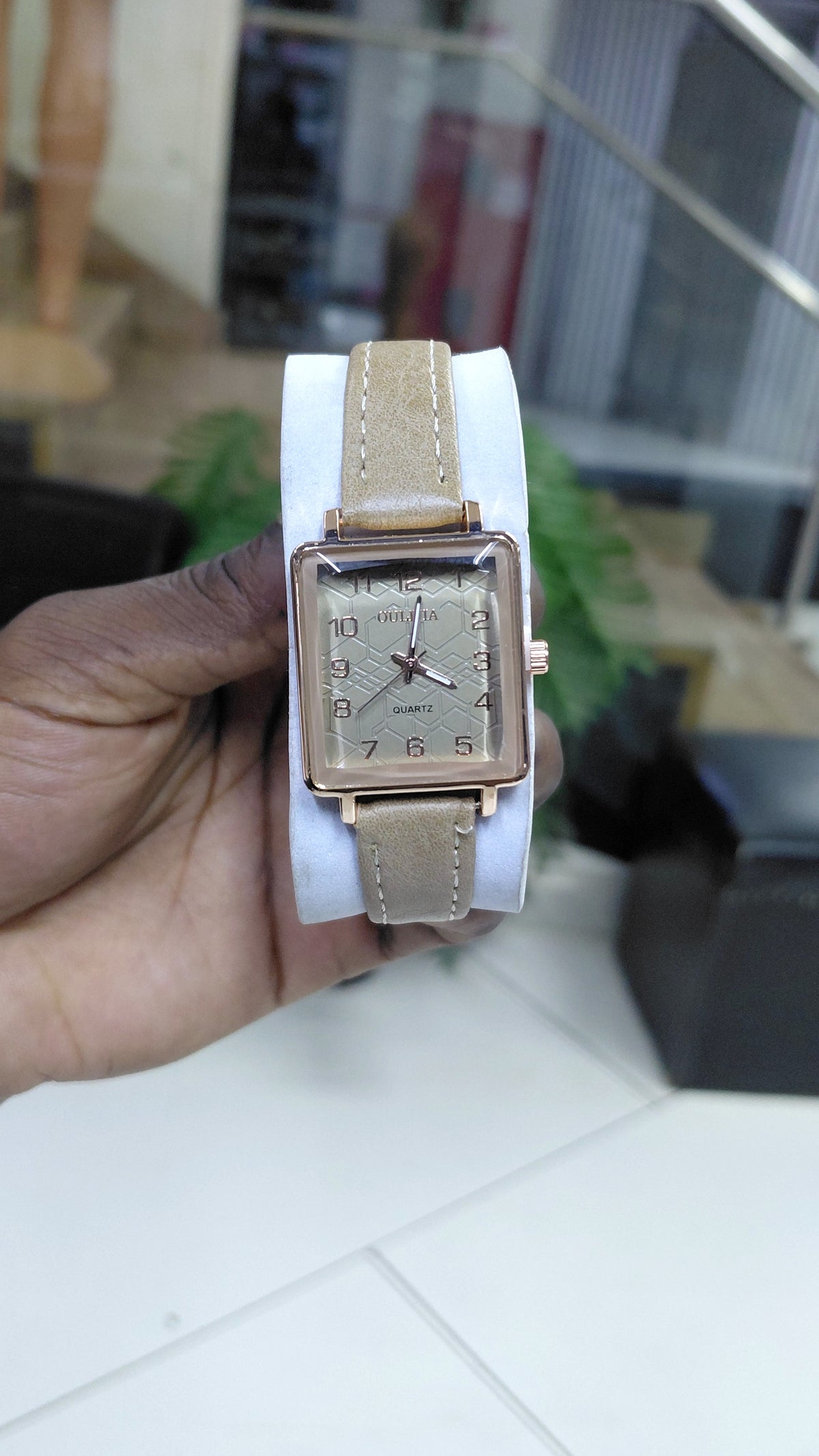 Leather rectangular ladies watches