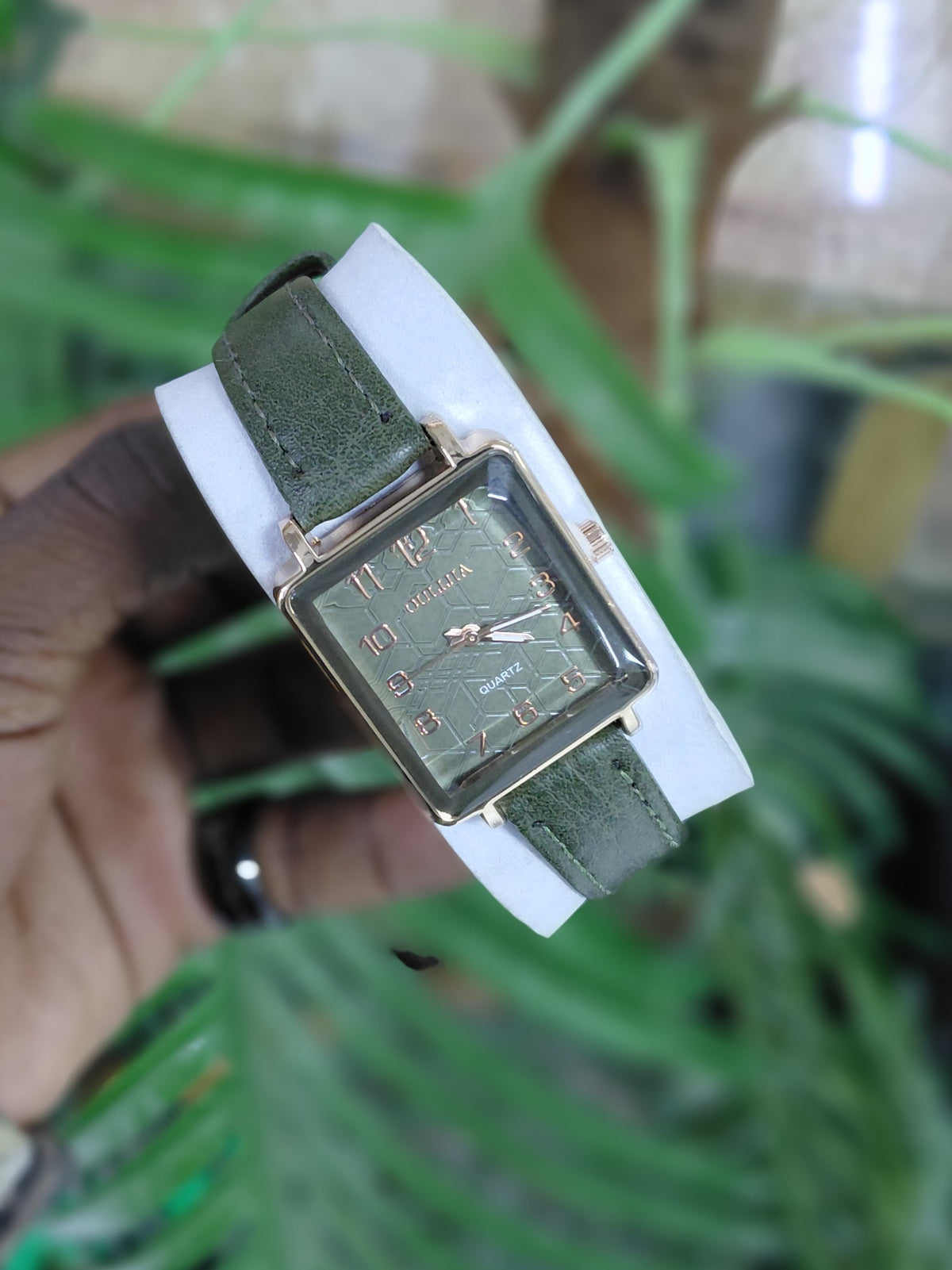 Leather rectangular ladies watches