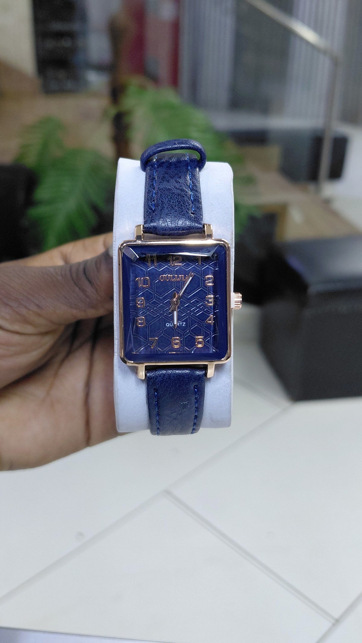 Leather rectangular ladies watches