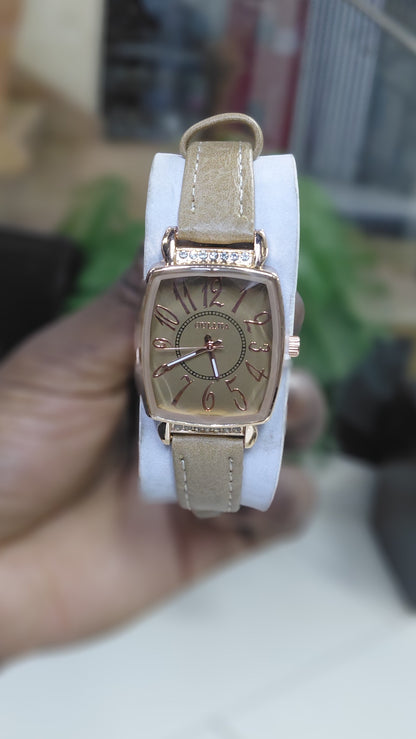 Leather square ladies watches