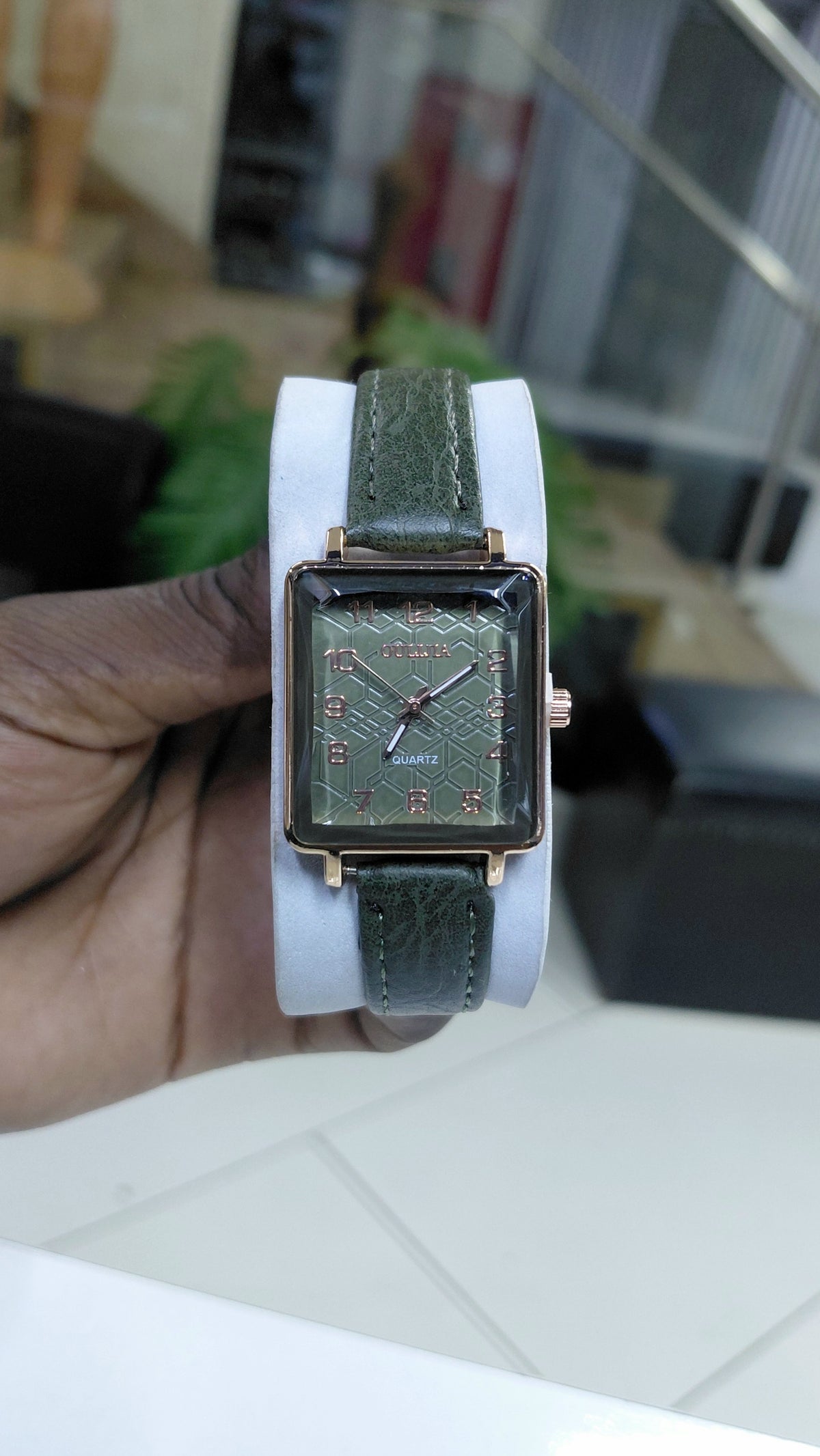 Leather rectangular ladies watches