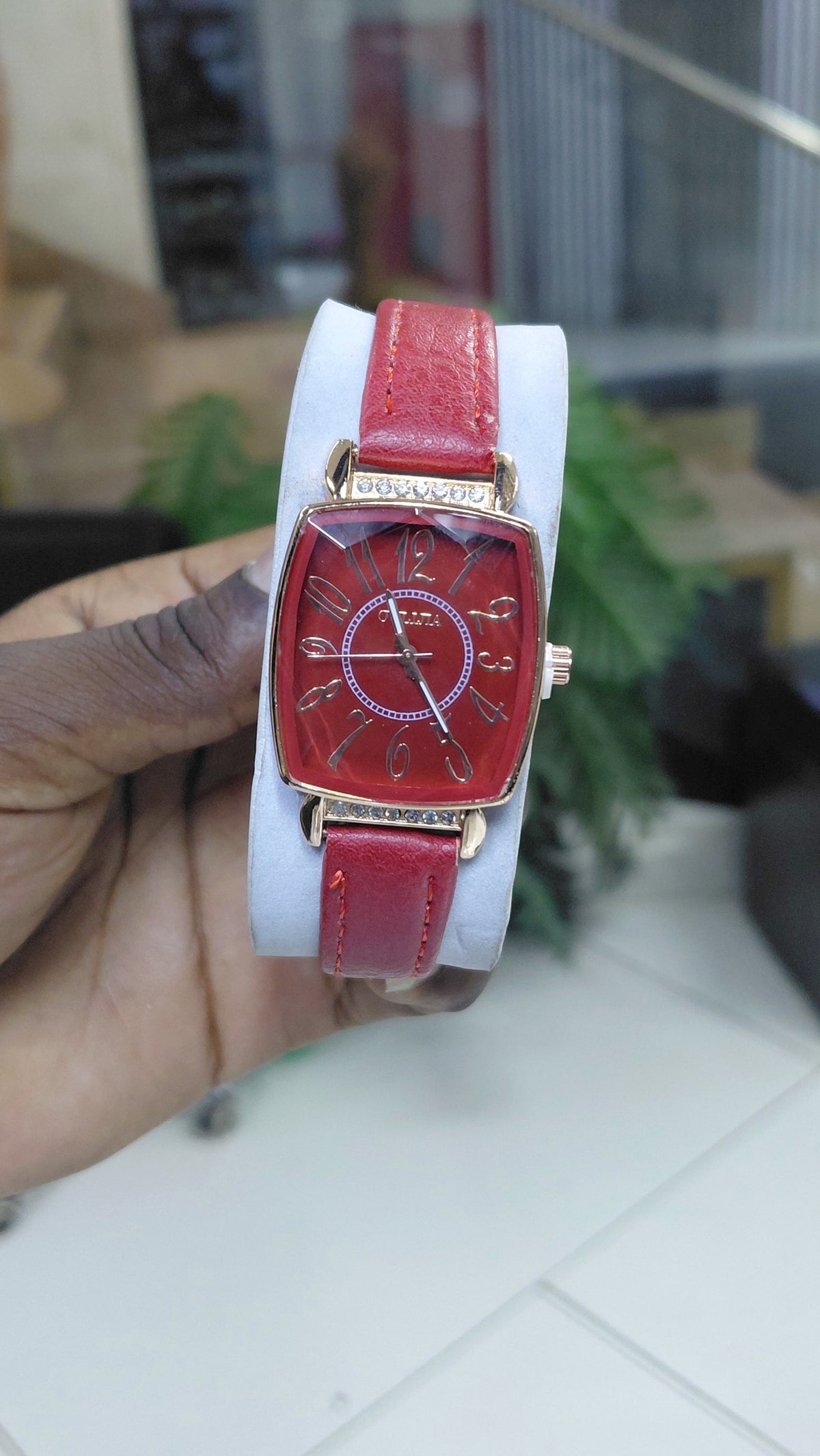 Leather square ladies watches